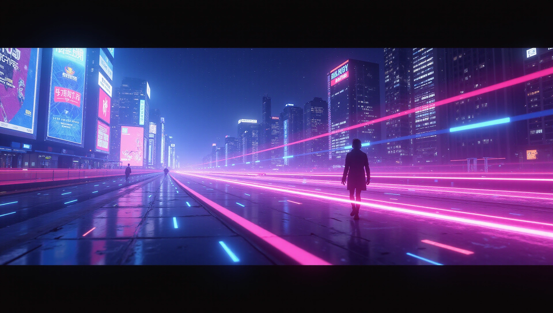 Bannière dynamique de streaming avec lumières néon et éléments futuristes